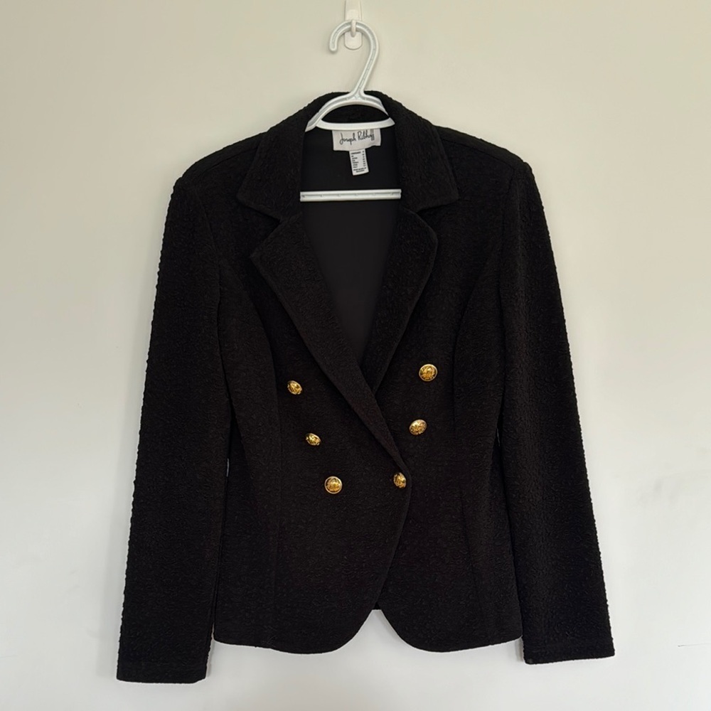 Joseph Ribkoff Black Embossed Double-Breasted Women's Jacket